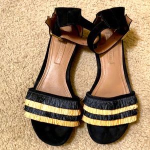 BCBG goatskin sandals with straw